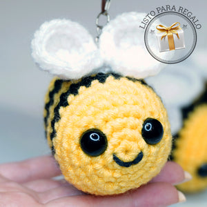 Honey bee crochet keychain