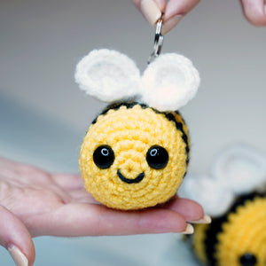 Honey bee crochet keychain