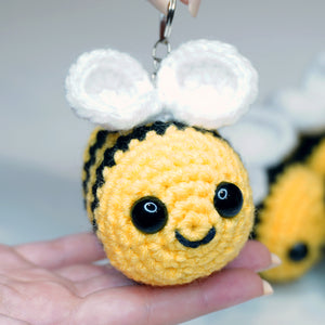 Honey bee crochet keychain