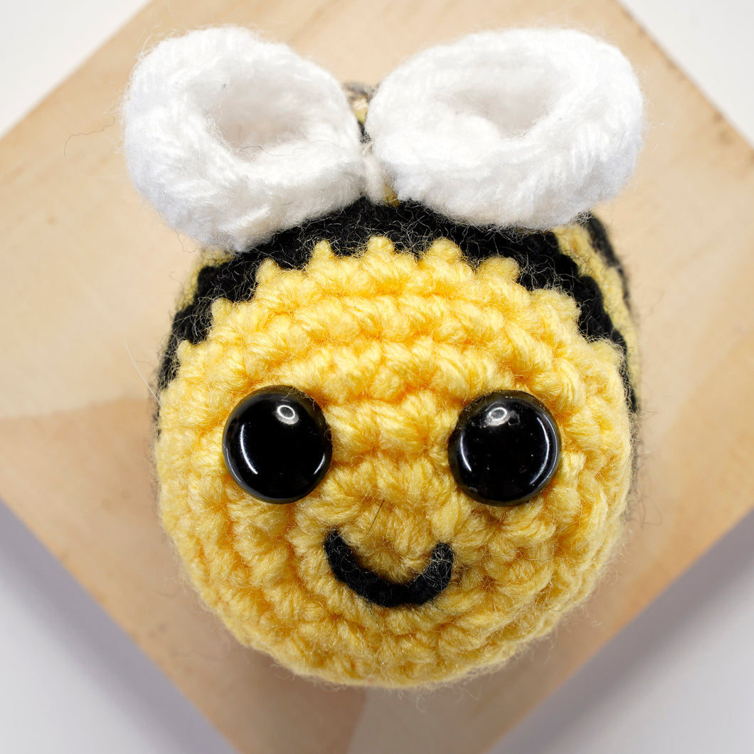 Honey bee crochet keychain