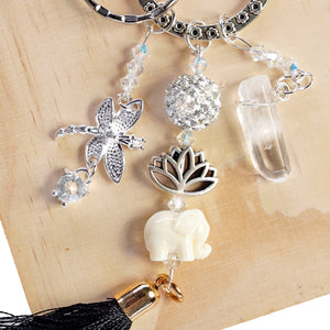 Elegant Elephant Quartz Keychains