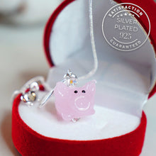 Load image into Gallery viewer, Money Pig Necklace Abundance Silver Plated